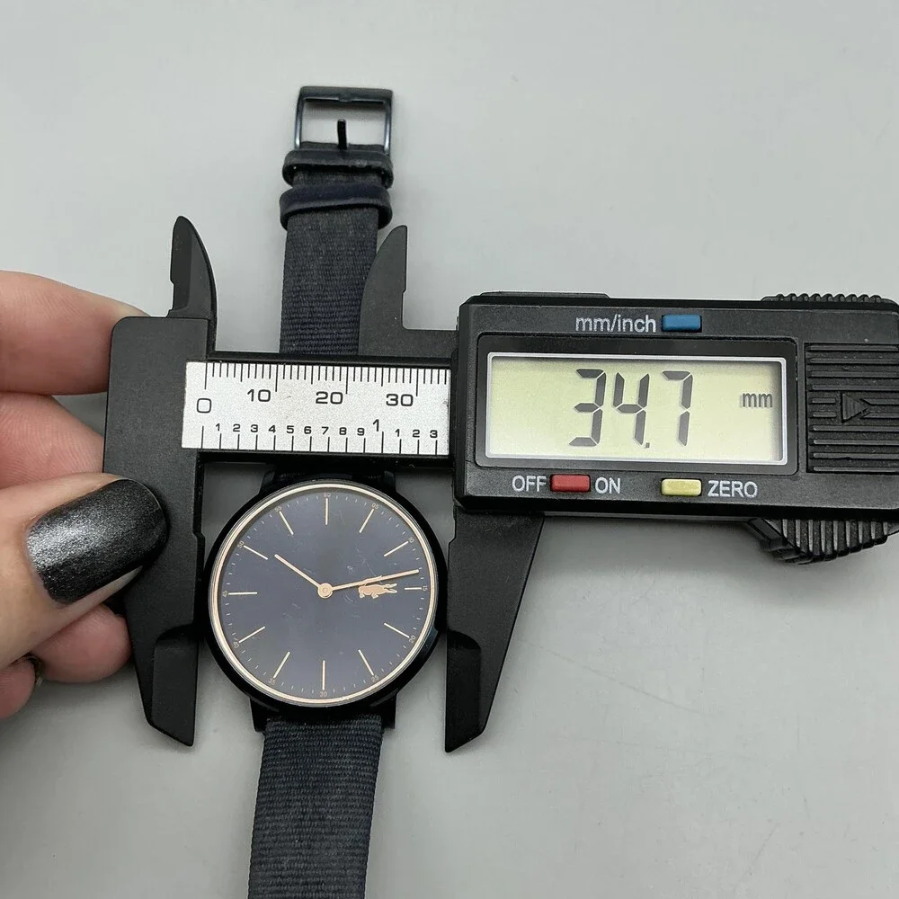 Lacoste Womens Watch 35mm Black Dial Leather Fabric 3 ATM New Battery